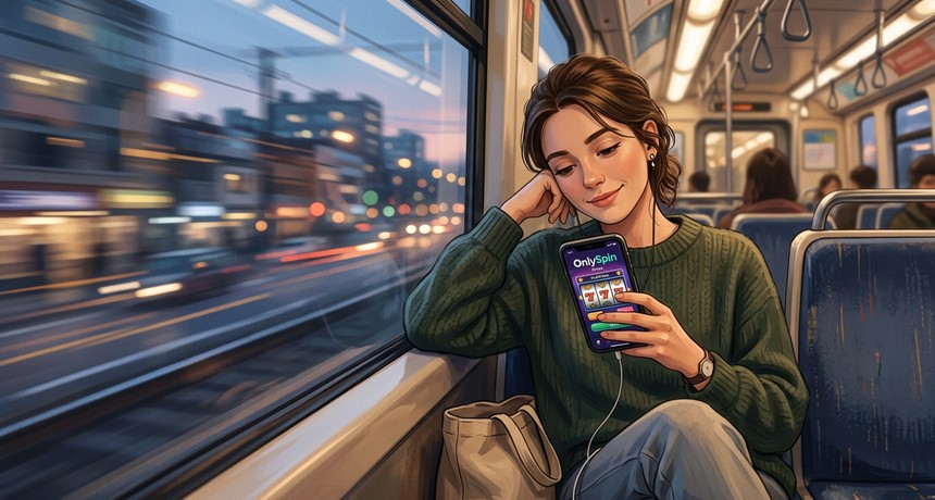 Toplu taşımada mobil cihazdan online oyun platformuna erişen kullanıcı görseli