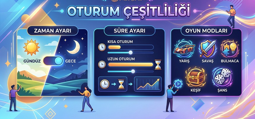 Online oyun platformunda farklı oturumlar arasındaki çeşitlilik ve değişkenlik görseli